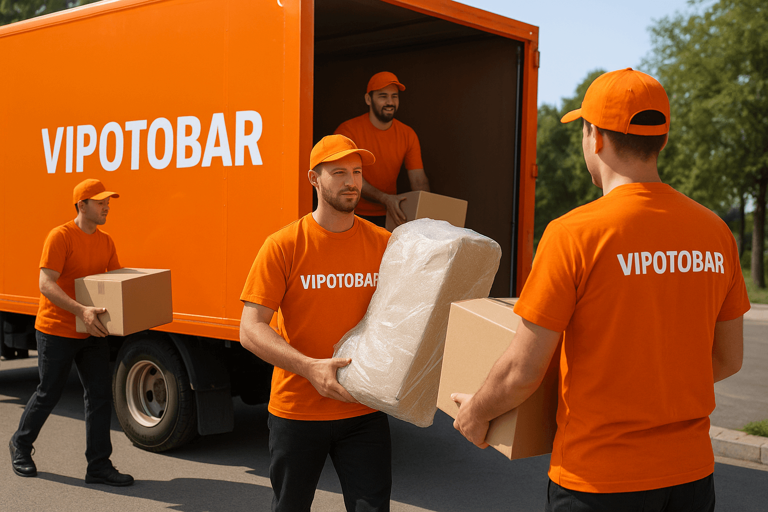 Vipotobar Workers Loading a Moving Truck